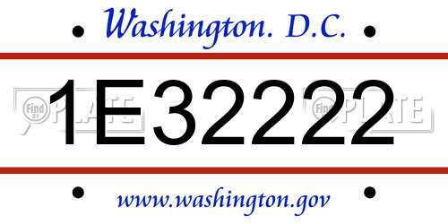 1E32222 District Of Columbia License Plate