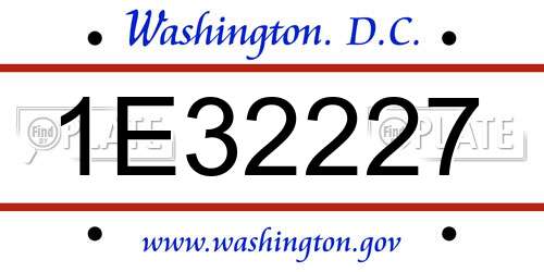 1E32227 District Of Columbia License Plate
