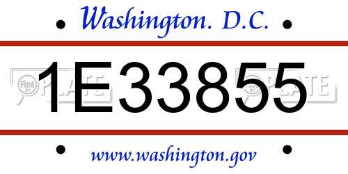 1E33855 District Of Columbia License Plate