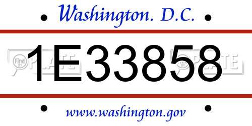 1E33858 District Of Columbia License Plate