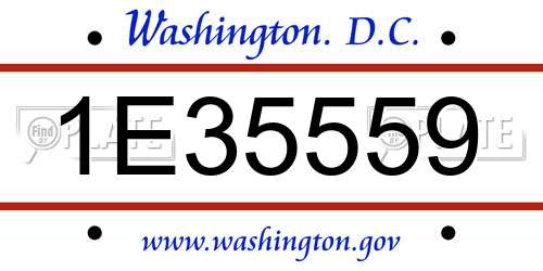 1E35559 District Of Columbia License Plate