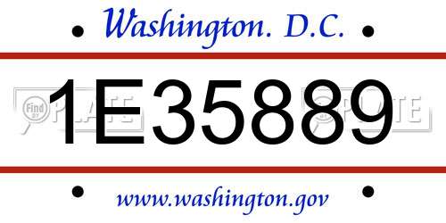 1E35889 District Of Columbia License Plate