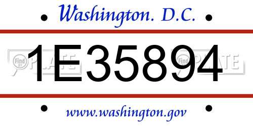 1E35894 District Of Columbia License Plate