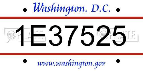 1E37525 District Of Columbia License Plate