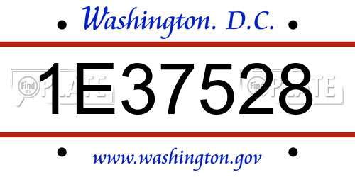 1E37528 District Of Columbia License Plate