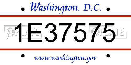1E37575 District Of Columbia License Plate