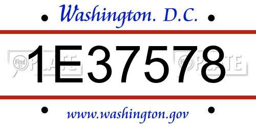 1E37578 District Of Columbia License Plate