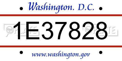 1E37828 District Of Columbia License Plate