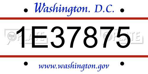 1E37875 District Of Columbia License Plate