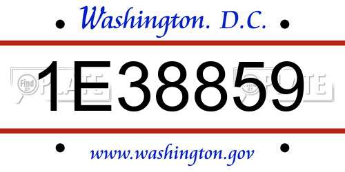 1E38859 District Of Columbia License Plate