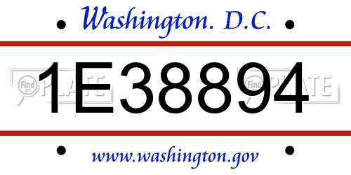 1E38894 District Of Columbia License Plate