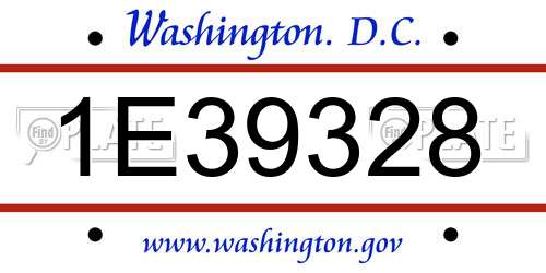 1E39328 District Of Columbia License Plate