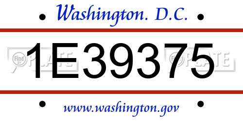 1E39375 District Of Columbia License Plate