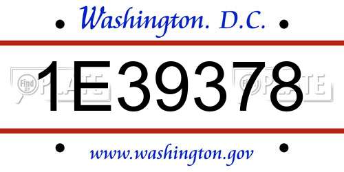 1E39378 District Of Columbia License Plate