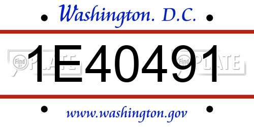 1E40491 District Of Columbia License Plate