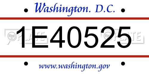 1E40525 District Of Columbia License Plate