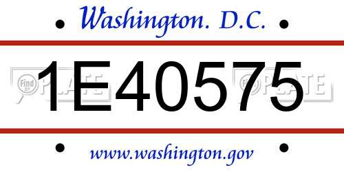 1E40575 District Of Columbia License Plate