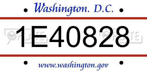 1E40828 District Of Columbia License Plate