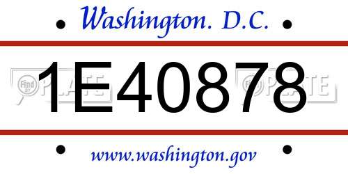 1E40878 District Of Columbia License Plate
