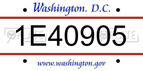 1E40905 District Of Columbia License Plate