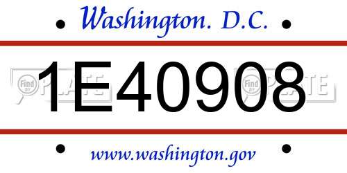 1E40908 District Of Columbia License Plate