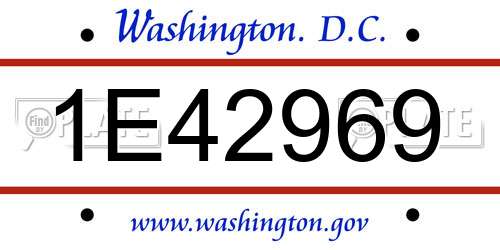 1E42969 District Of Columbia License Plate