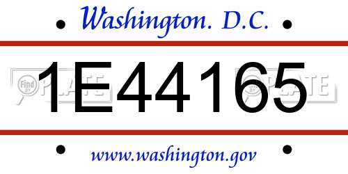 1E44165 District Of Columbia License Plate