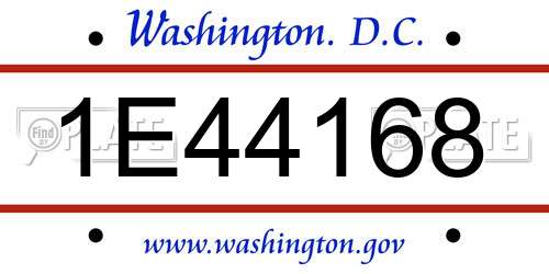 1E44168 District Of Columbia License Plate