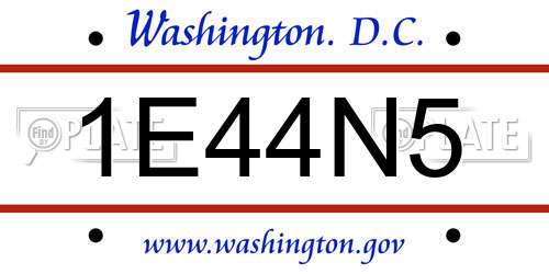 1E44N5 District Of Columbia License Plate