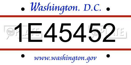 1E45452 District Of Columbia License Plate