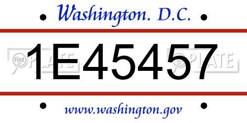 1E45457 District Of Columbia License Plate