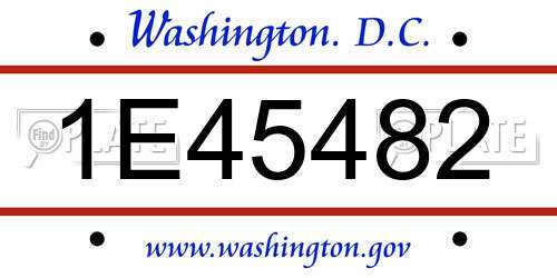 1E45482 District Of Columbia License Plate