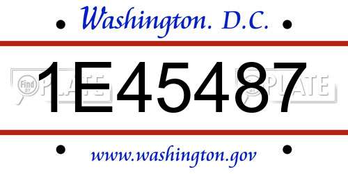 1E45487 District Of Columbia License Plate