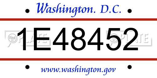 1E48452 District Of Columbia License Plate