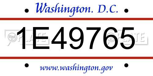 1E49765 District Of Columbia License Plate