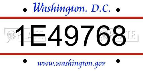 1E49768 District Of Columbia License Plate