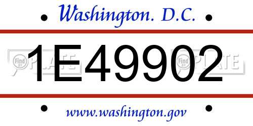 1E49902 District Of Columbia License Plate