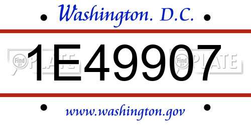 1E49907 District Of Columbia License Plate