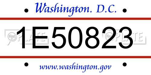 1E50823 District Of Columbia License Plate