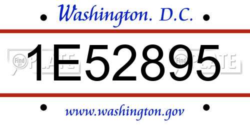 1E52895 District Of Columbia License Plate