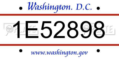 1E52898 District Of Columbia License Plate