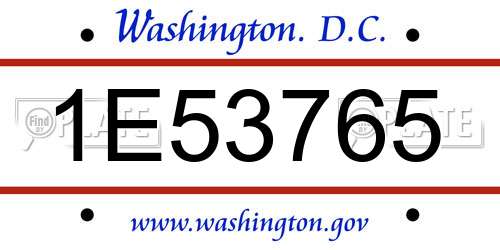 1E53765 District Of Columbia License Plate