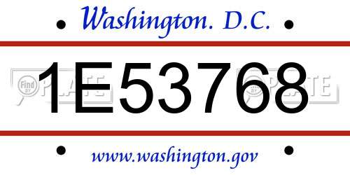 1E53768 District Of Columbia License Plate