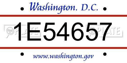 1E54657 District Of Columbia License Plate