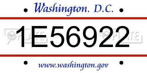 1E56922 District Of Columbia License Plate