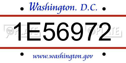 1E56972 District Of Columbia License Plate