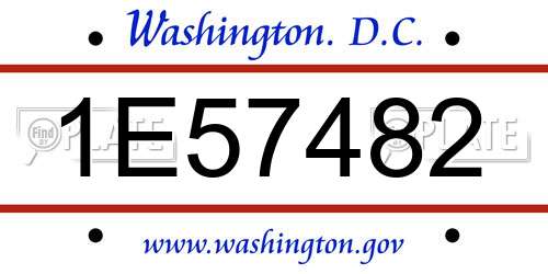 1E57482 District Of Columbia License Plate