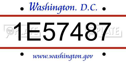 1E57487 District Of Columbia License Plate