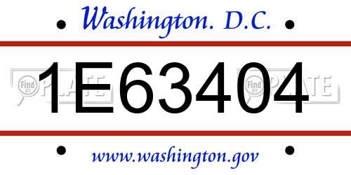 1E63404 District Of Columbia License Plate