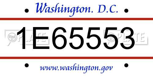 1E65553 District Of Columbia License Plate